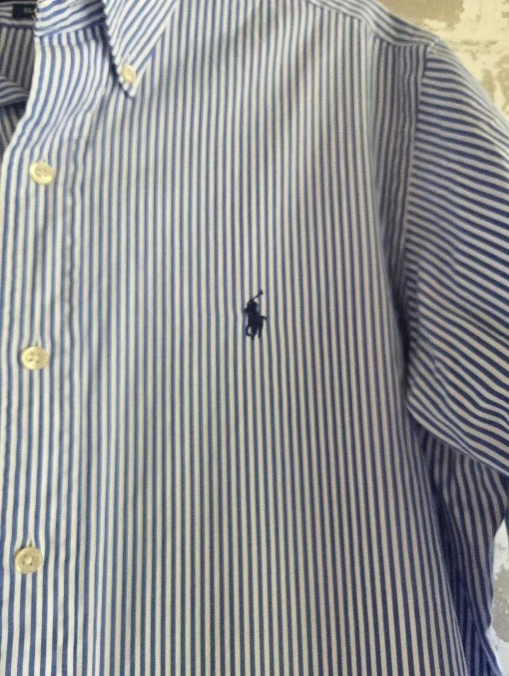 Ralph Lauren Classic Fit Dress Shirt Mens 15.5 32/33 Blue Stripe Long Sleeve